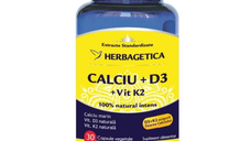 Calciu + D3 + Vitamina K2, 30 capsule, Herbagetica