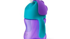 Cana cu pai flexibil Philips Avent, +9 luni, mov, 200 ml, SCF796/02, Philips