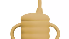 Cana din silicon cu pai, 6 luni+, Honey, Appekids