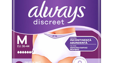 Chiloti pentru incontinenta urinara Discreet Plus, 6 picaturi, marimea M, 9 bucati, Always