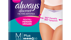 Chiloti pentru incontinenta urinara Discreet Plus, 6 picaturi, Marimea M, 9 bucati, Always