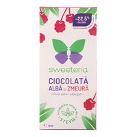 Ciocolata alba cu zmeura, 100 g, Sweeteria - 1