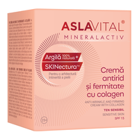 Crema antirid și fermitate cu colagen, SPF15, ten sensibil, 50ml, Aslavital - 1