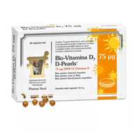 D-Pearls Bio-Vitamina D3, 3000 UI, 80 capsule, Pharma Nord - 1