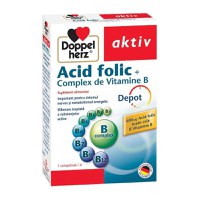 Doppelherz Aktiv Acid folic + Complex de Vitamine B, 30 tablete - 1