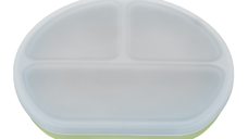 Farfurie compartimentata din silicon cu capac, 6 luni+, Raw Green, Appekids
