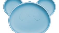 Farfurie din silicon cu ventuza Panda, 6 luni+, Aqua Blue, Appekids