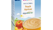 Hipp Lapte și Cereale cu Piersici și Caise, de la 4 luni, 250g