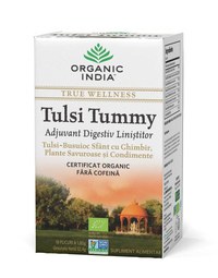 ORGANIC INDIA Ceai Digestiv Tulsi (Busuioc Sfant) Tummy cu Ghimbir, Plante Savuroase si Condimente - 1