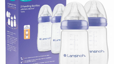 Pachet Biberon cu tetina NaturalWave, flux mediu, +3 luni, 2*240 ml, Lansinoh