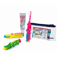 Pachet de calatorie pentru copii cu pasta si periuta de dinti Crocodil, diverse culori, 1 set, Kin - 1