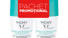 Pachet Deodorant roll-on antiperspirant cu parfum 48h, 50 ml + 50 ml, Vichy