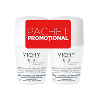 Pachet Deodorant roll-on antiperspirant fara parfum 48h, 50 ml + 50 ml, Vichy - 1