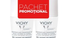 Pachet Deodorant roll-on antiperspirant fara parfum 48h, 50 ml + 50 ml, Vichy