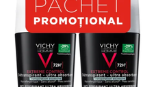 Pachet Deodorant roll-on antiperspirant pentru barbati Control Extrem 72H, 50 ml + 50 ml, Vichy