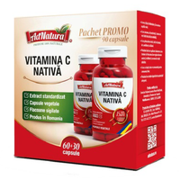 Pachet Vitamina C nativa, 60+30 capsule, AdNatura - 1