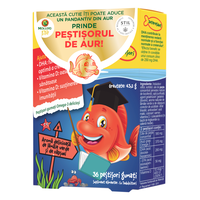 Pestisori gumati cu Omega 3 si aroma de lamaie verde si capsuni, 36 jeleuri, Moller's - 1