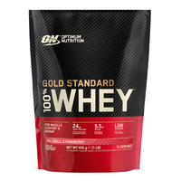 Proteine din zer, pudra proteica, ON 100% Whey Gold Standard, capsuni, 450g, Optimum Nutrition - 1