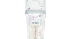 Pungi de stocare a laptelui matern Philips Avent, 25 bucati, 180 ml, SCF603/25, Philips