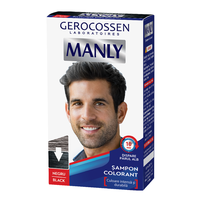 Sampon colorant pentru barbati Negru, Manly, 25 ml, Gerocossen - 1