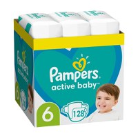 Scutece Active Baby, Marimea 6 Extra Large, 13 -18 kg, 128 bucati, Pampers - 1