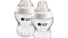 Set 2 biberoane cu tetina din silicon Closer to Nature, 260 ml, Tommee Tippee