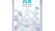 Set 2 tetine silicon Gentle Touch, marime M, 3-6 luni, PUR