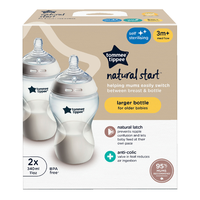 Set biberoane cu autosterilizare Natural Start, 3 luni+, 2 bucati*340 ml, Tommee Tippee - 1