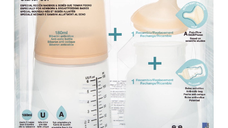 Set biberon anticolici 180ml, tetina si saculet din silicon, Suavinex