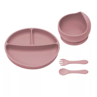 Set diversificare din silicon Basic, 6 luni+, Old Rose, Appekids - 1
