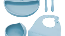 Set diversificare din silicon Classic, 6 luni+, Aqua Blue, Appekids