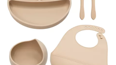 Set diversificare din silicon Classic, 6 luni+, Bubble Beige, Appekids