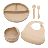 Set diversificare din silicon Classic, 6 luni+, Bubble Beige, Appekids - 1