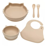 Set diversificare din silicon Kitty, 6 luni+, Bubble Beige, Appekids - 1
