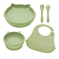 Set diversificare din silicon Kitty, 6 luni+, Raw Green, Appekids - 1