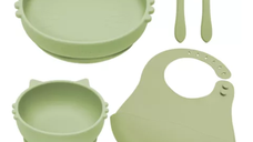 Set diversificare din silicon Kitty, 6 luni+, Raw Green, Appekids