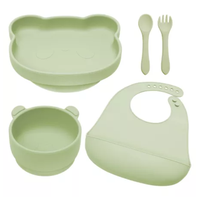 Set diversificare din silicon Panda, 6 luni+, Raw Green, Appekids - 1