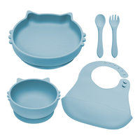 Set pentru diversificare din silicon Kitty, 6 luni+, Aqua Blue, Appekids - 1