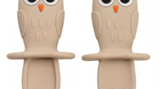 Set tacamuri din silicon Bufnita, 6 luni+, Bubble Beige, Appekids