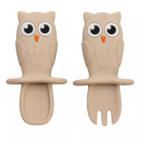 Set tacamuri din silicon Bufnita, 6 luni+, Bubble Beige, Appekids - 1