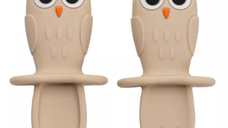 Set tacamuri din silicon Bufnita, 6 luni+, Bubble Beige, Appekids