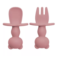 Set Tacamuri din silicon The Little Bear, 6 luni+, Old Rose, Appekids - 1