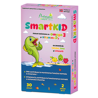Smartkid cu Omega-3 si vitamina D, aroma de zmeura, 30 jeleuri, Naturalis - 1
