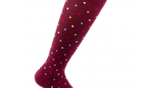 Sosete bumbac pana la genunchi, Fancy Socks, rosu- XL