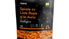 Spirale Bio cu linte rosie si in auriu, 250 g, Niavis