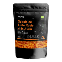 Spirale Bio cu linte rosie si in auriu, 250 g, Niavis - 1