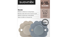Suzeta fiziologica din silicon Wonder, 6-18 luni, gri-marine, 2 bucati, Suavinex