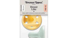 Suzeta ortodontica Breast Like, Galben/Verde Mint, 0-6 luni, 2 bucati, Tommee Tippee