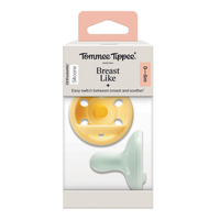 Suzeta ortodontica Breast Like, Galben/Verde Mint, 0-6 luni, 2 bucati, Tommee Tippee - 1