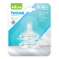 Tetina anticolici cu flux redus, 0-3 luni, 2 bucati, Adora - 1